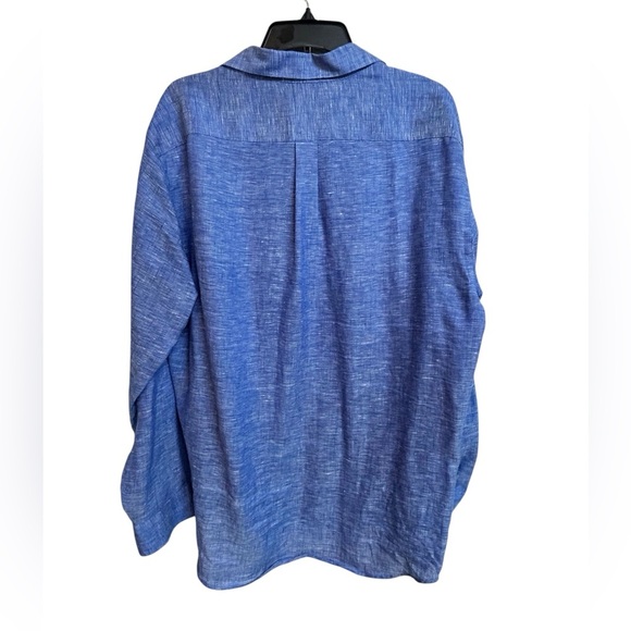 J.McLaughlin Men’s Button Down Long Sleeve 100% Linen Blue Size XL - Picture 6 of 8